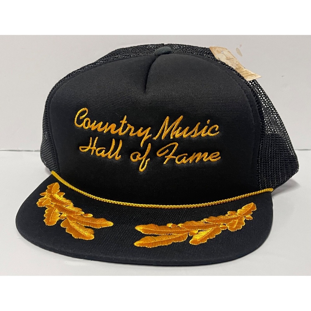 COUNTRY MUSIC HALL OF FAME EMBROIDERED GOLF LEAF BLACK GOLD ADJUSTABLE HAT‎